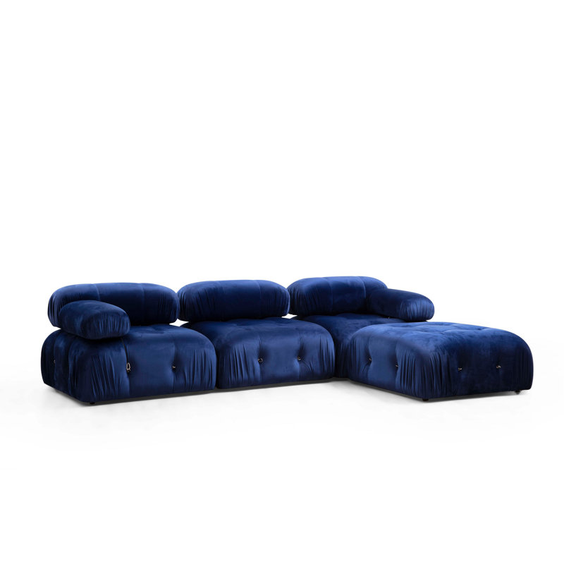 Canapé modulaire faisant face à la droite de 121,2 po de largeur, 100 % polyester bleu