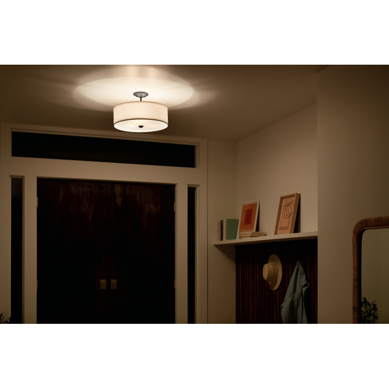 Plafonnier semi-encastré cylindrique à 1 lumière de 14 po Hopedale, Noir