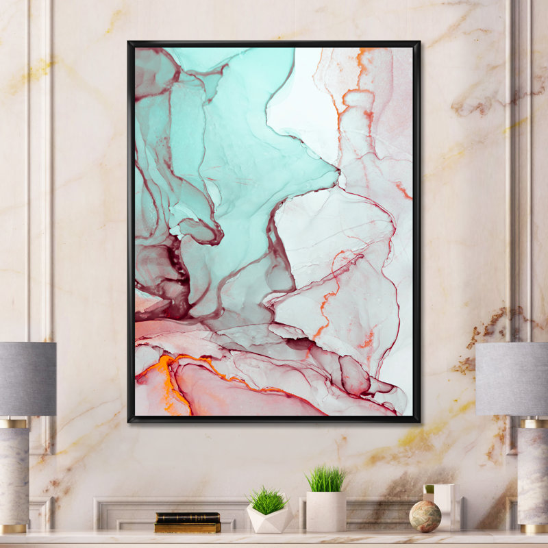 Marbre de luxe turquoise liquide Art II - œuvre d'art moderne sur toile, H 20 po x l 12 po x P 1 po