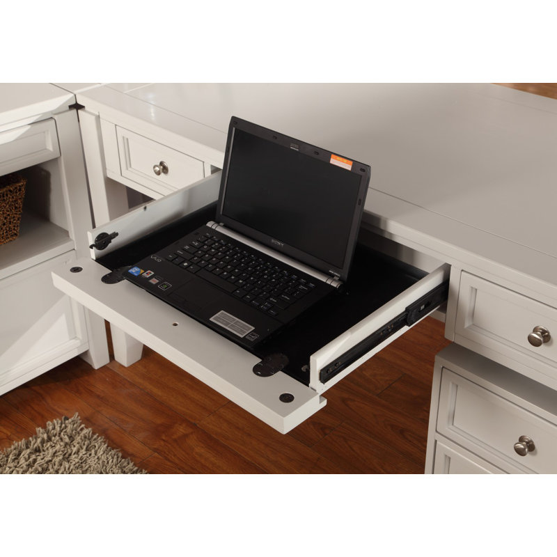 Ensemble de bureau d'ordinateur en L en bois massif 3 pièces Annmarie
