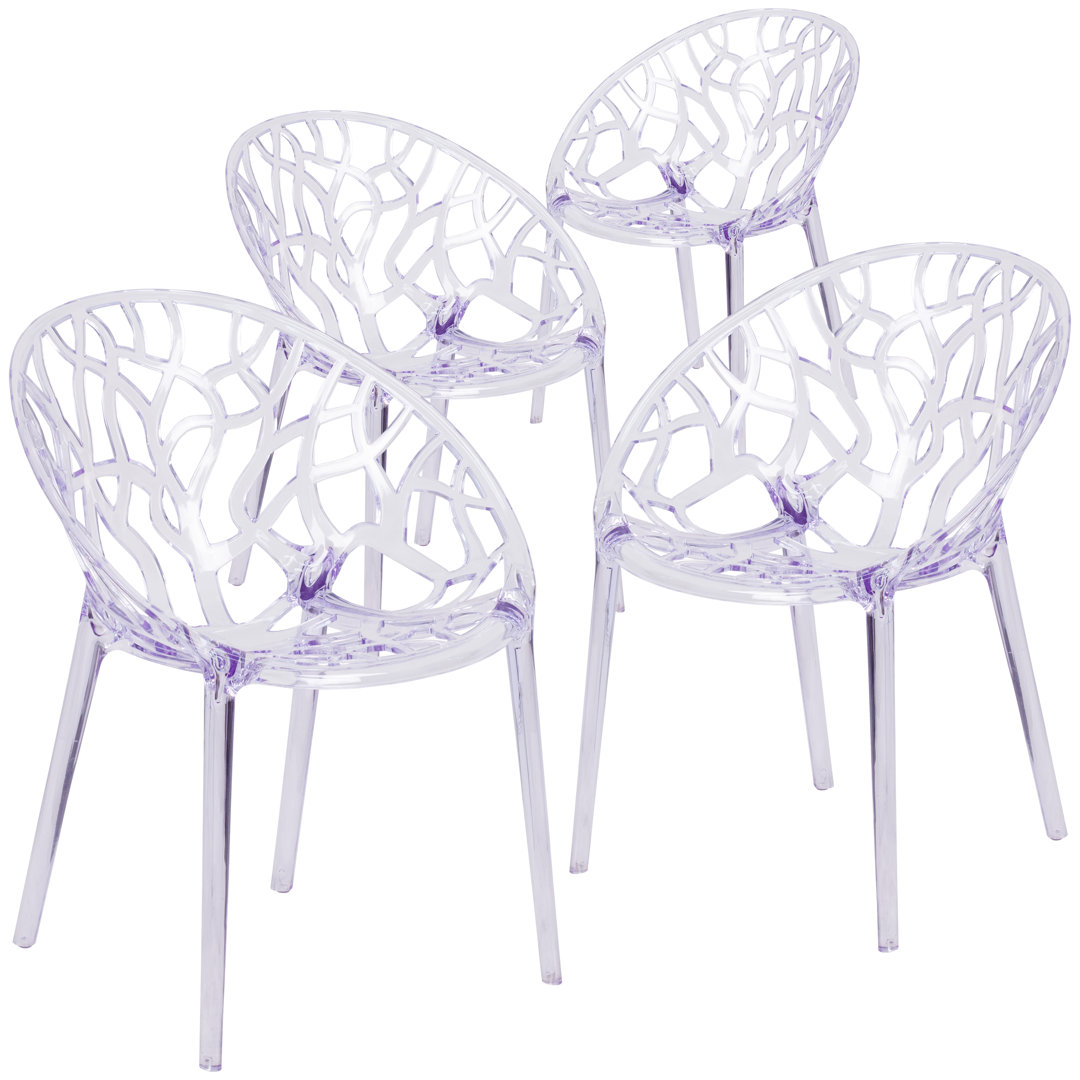 Bralynne Transparent Oval Shaped Stacking Side Chair with Artistic Pattern Design (Set of 4) Orren Ellis