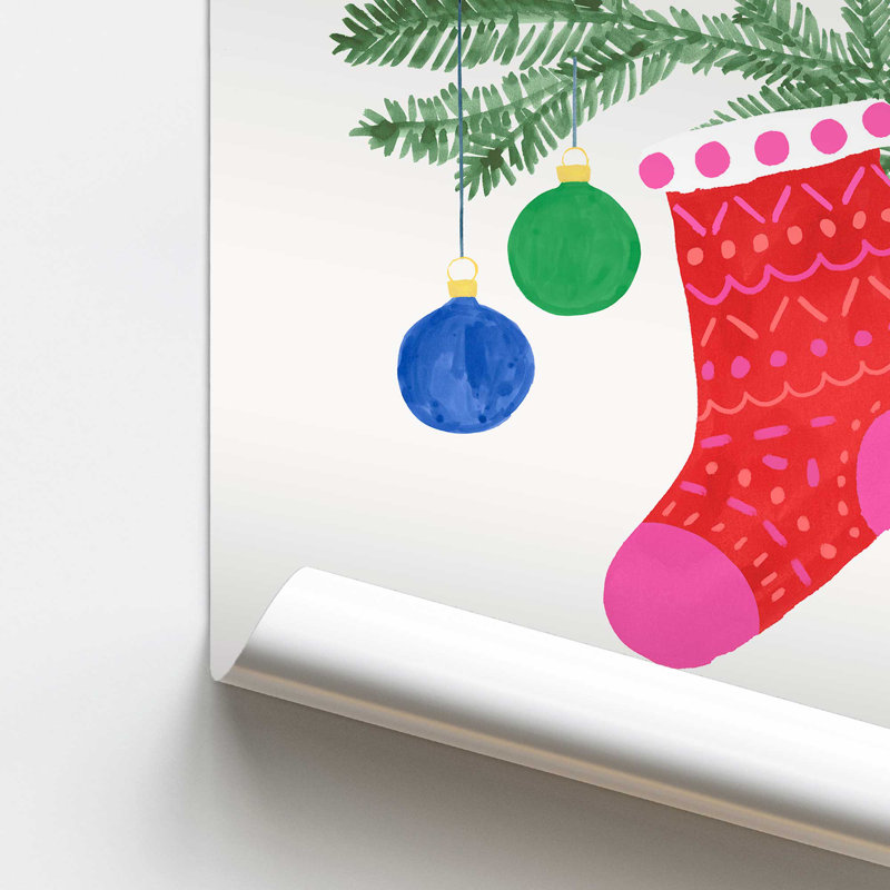 Chaussette de Noël joyeuse «I Print», Sans cadre, papier, H 16 po x l 20 po