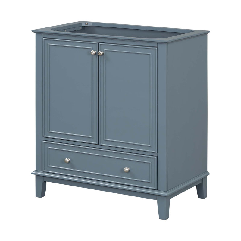 Meuble-lavabo 30 po sans lavabo, base seulement, armoire de salle de bain multifonctionnelle avec portes et tiroir, structure solide et panneau de fibres à densité moyenne