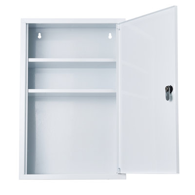Wall - Mounted 1000 Piece First Aid Kit, 3 Shelf, Impact Metal, Safe Design, Meets Health Requirements, White Metal Medicine Cabinet Shelf Rustproof Cold Rolled Steel, Proof, 2015  Class A  , Box For