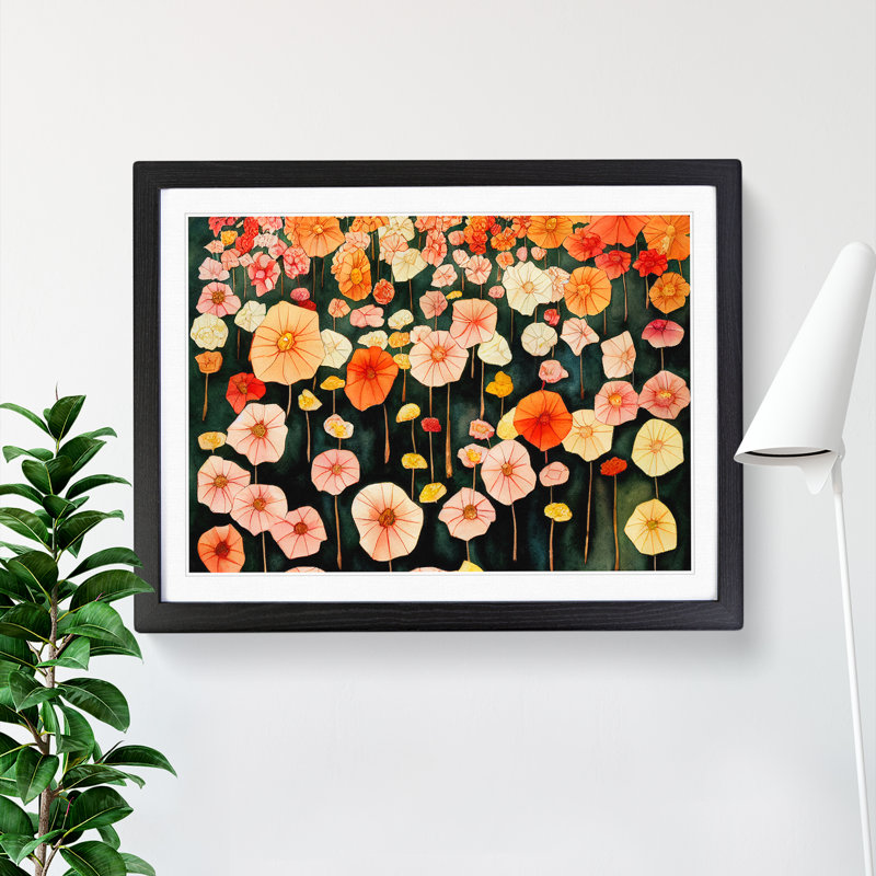 Epic Flower Market - Single Picture Frame Painting, Black, 46cm H x 64cm W x 2cm D