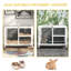 Cage à lapins d'intérieur en bois avec roulettes, cage imperméable pour petits animaux, gris-1184029720