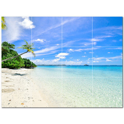 Beach Photo 6'' x 6'' Satin Ceramic Decorative Mural