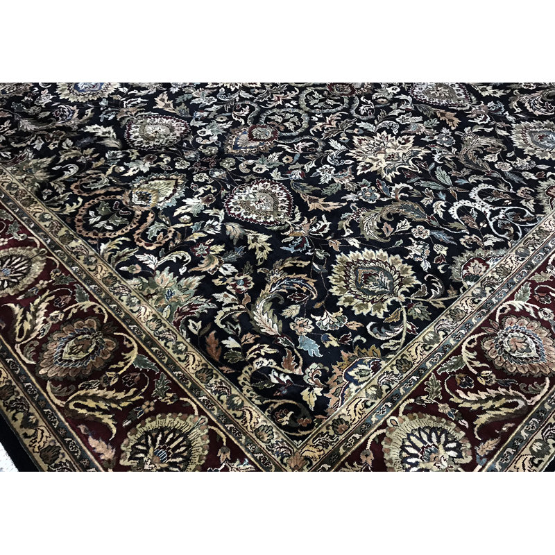 Hand-Knotted High-Quality Blue and Brown Area Rug
