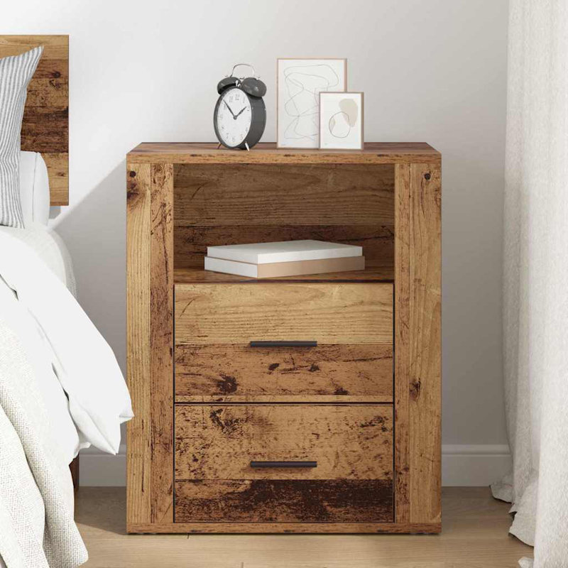 35cm W Manufactured Wood Bedside Table, Old Wood