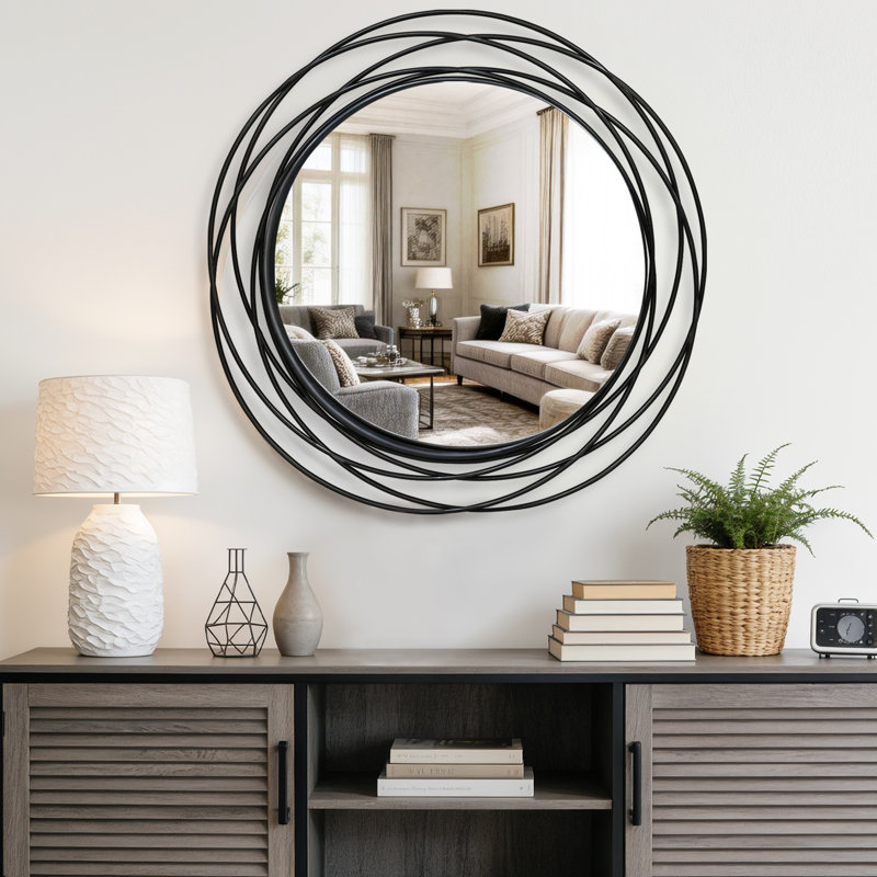 Miroir d'appoint mural 32 po, Noir