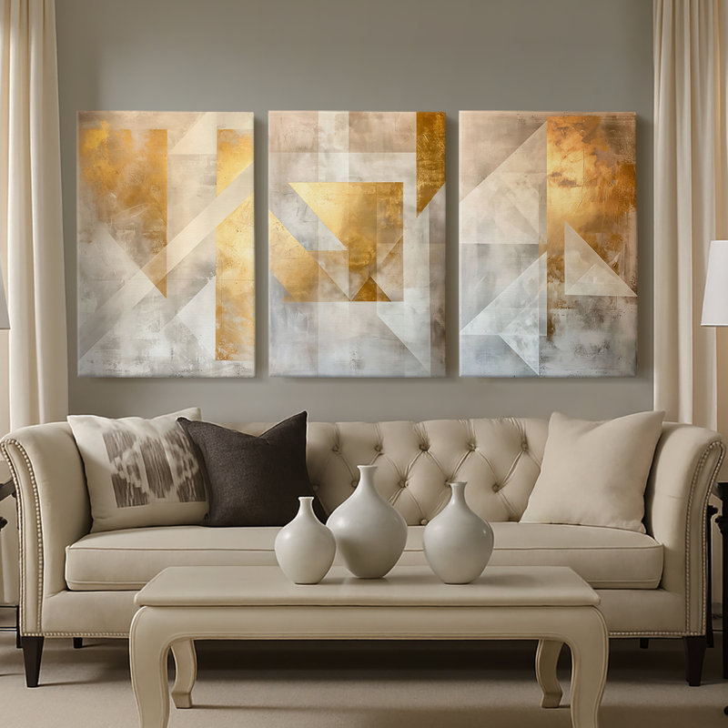 ABSTRACT Series CIX - Toile tendue sur mesure - 3 pièces, H 12 po x l 24 po