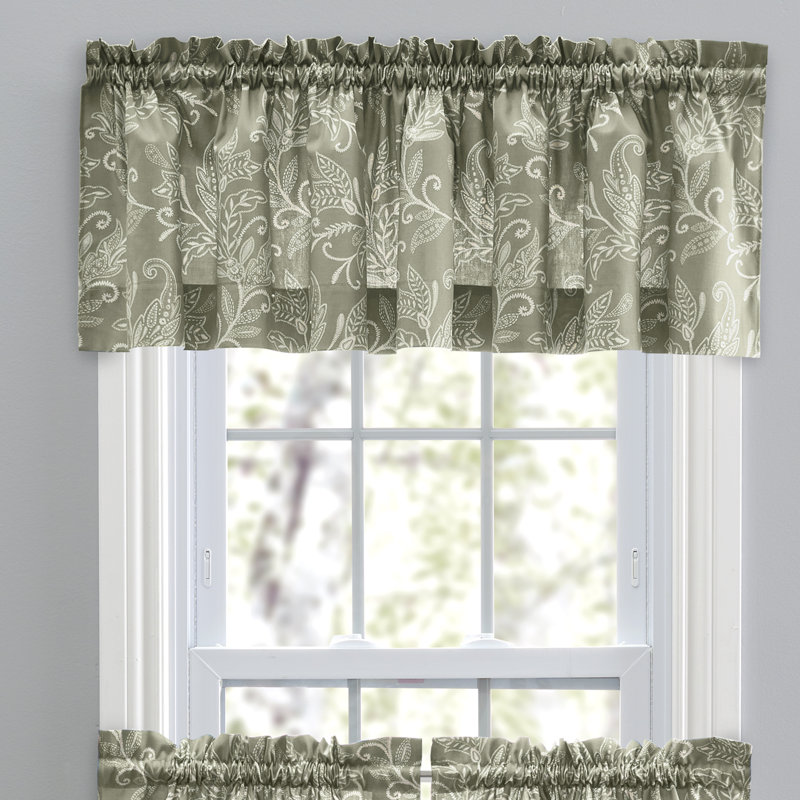 Sanita Cotton Floral Tailored Window Valance, Sage