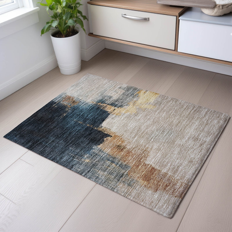 Premium Machine Washable Dahl AMF1071 Abstract Rug, Rectangle 1'8" x 2'6"