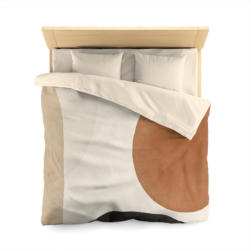 Microfiber Duvet Cover Boho Style, Design 75, Queen Duvet Cover, Cream