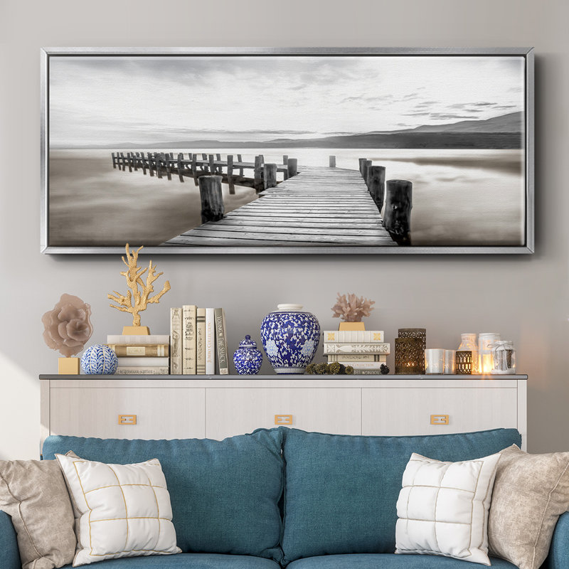Misty Morning Dock- Framed Canvas
