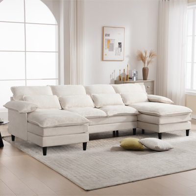 Arlynda 107.5"W Terrycloth U-shape Stationary Sectional