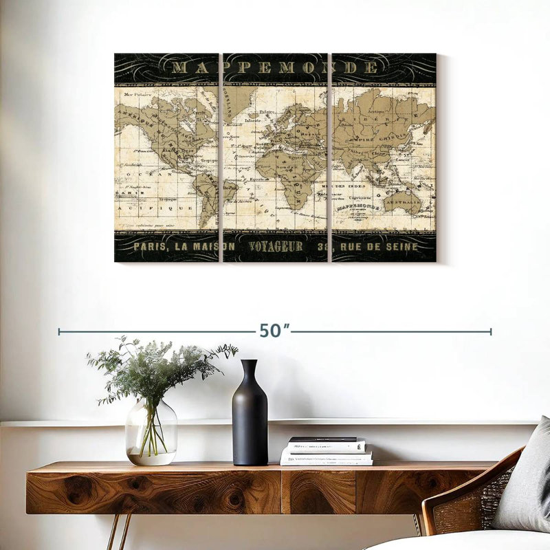 Mappemonde, H 24 po x l 38 po