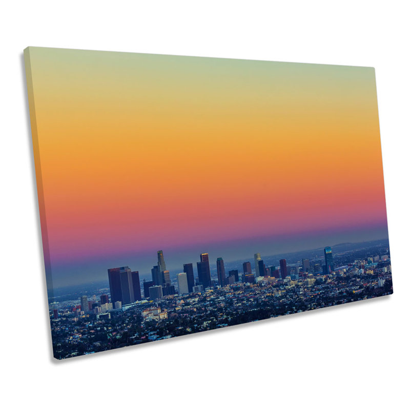 Los Angeles Sunset Skyline City - Wrapped Canvas Print, 30.5cm H x 45.7cm W