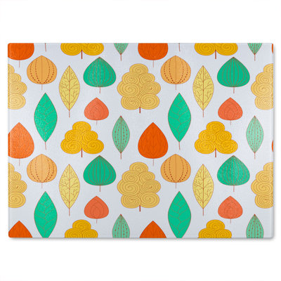 Decorative Leaves Glass Chopping Board