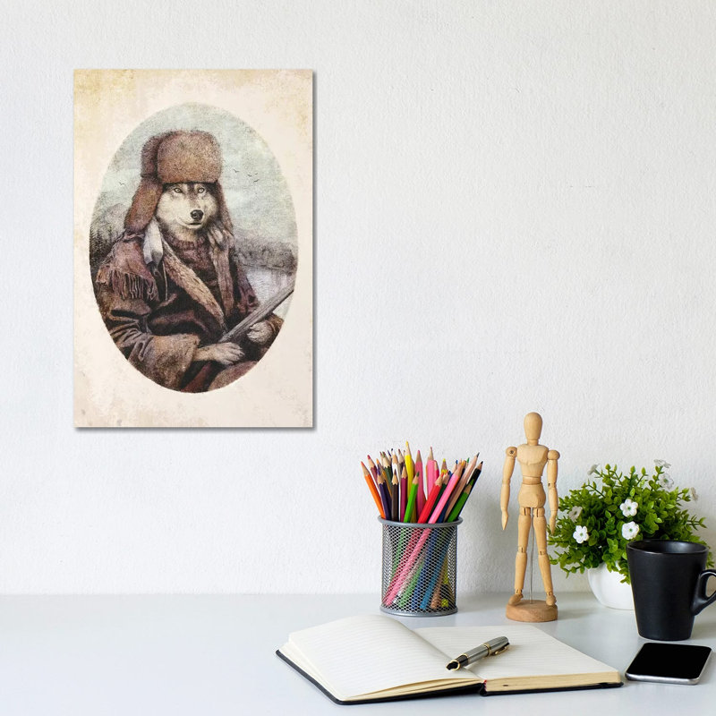 Mountain Wolf II by Mike Koubou - Wrapped Canvas Print, 20.32 cm H x 30.48 cm W