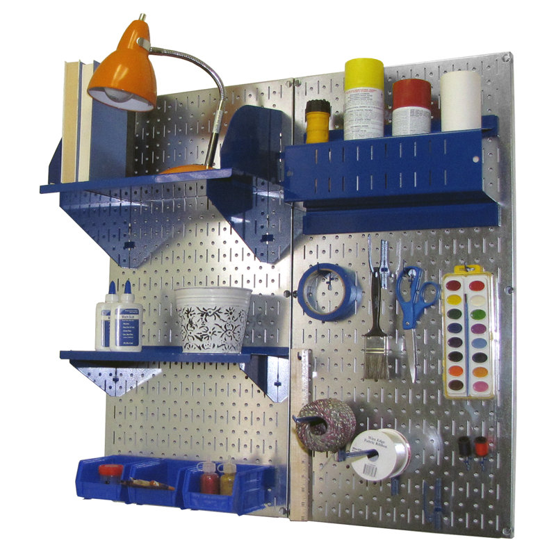 Ensemble de panneaux perforé de rangement pour accessoires de loisirs, Galvanisé et Bleu