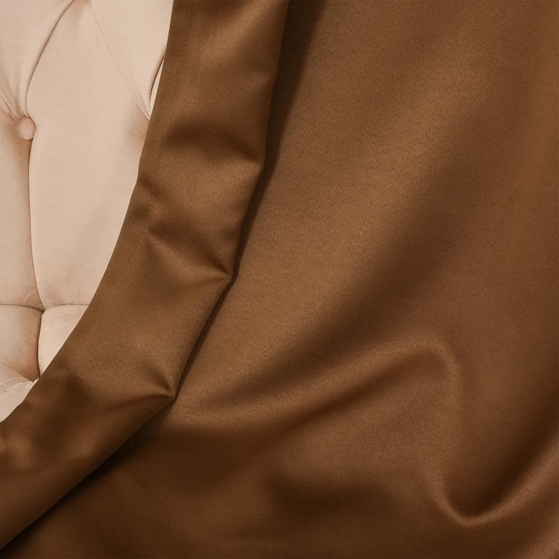 Extra Wide & Extra Long Custom Made Solid Color Room Darkening Single Curtain Panel, 52" W x 240" L, Brown