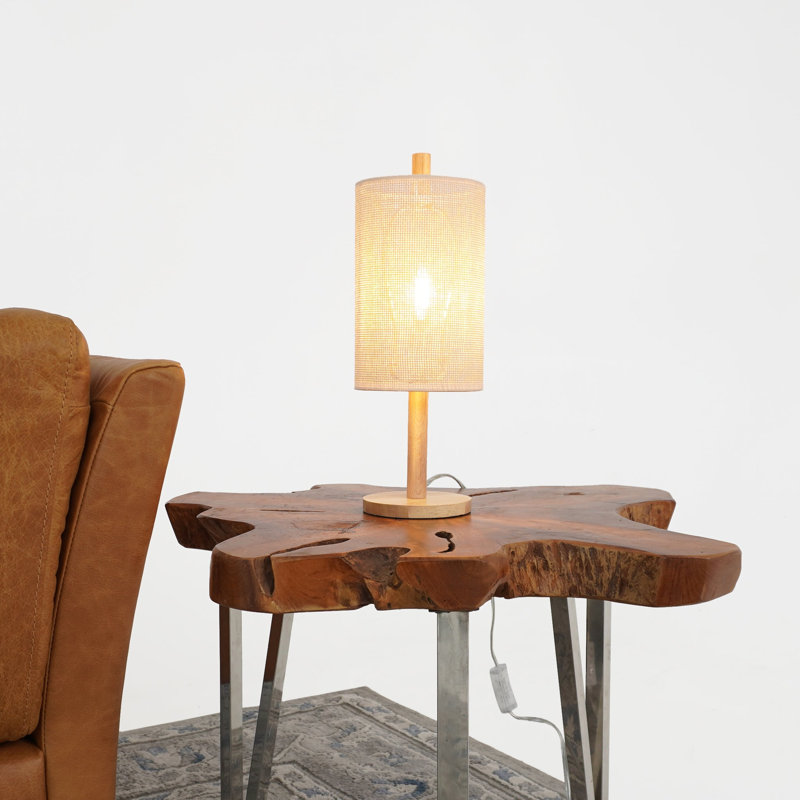 Lampe de table Arcana - Chêne - Naturel, 15.4" H x 5.5" W x 5.5" D, Rotin