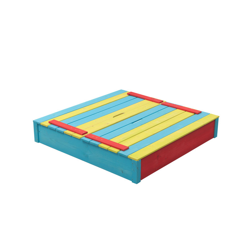 SwingKing 25 kg 120 cm x 25 cm Solid Wood Square Sandbox with Cover