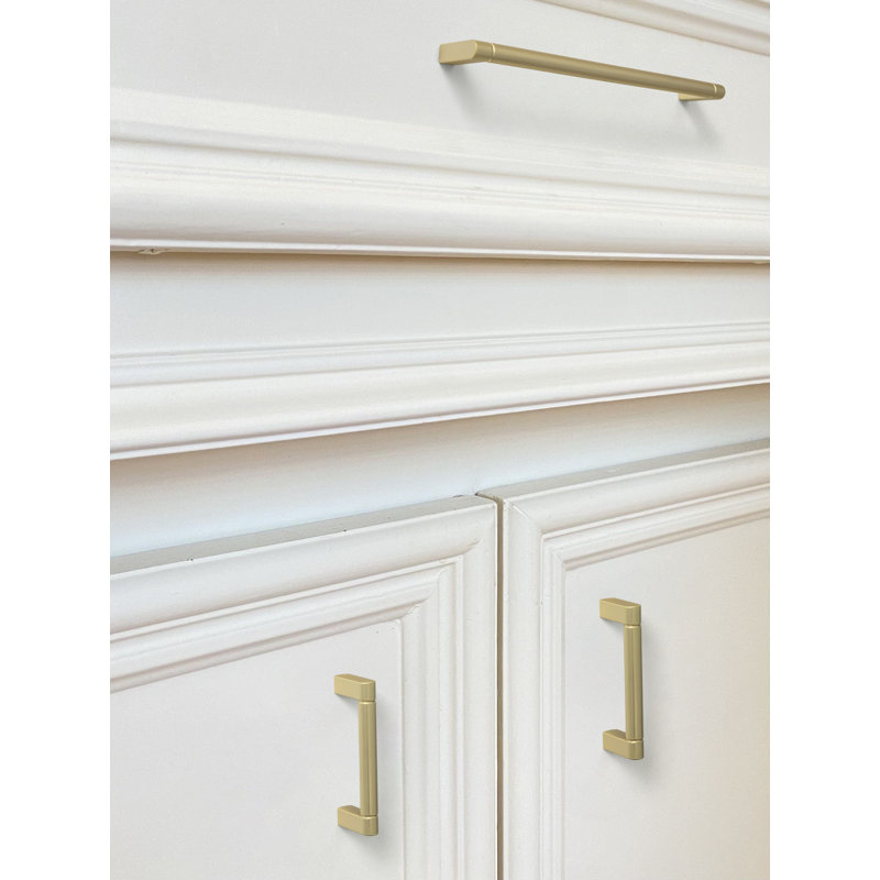 7.56" Center To Center Bar Pull, Light Brushed Brass