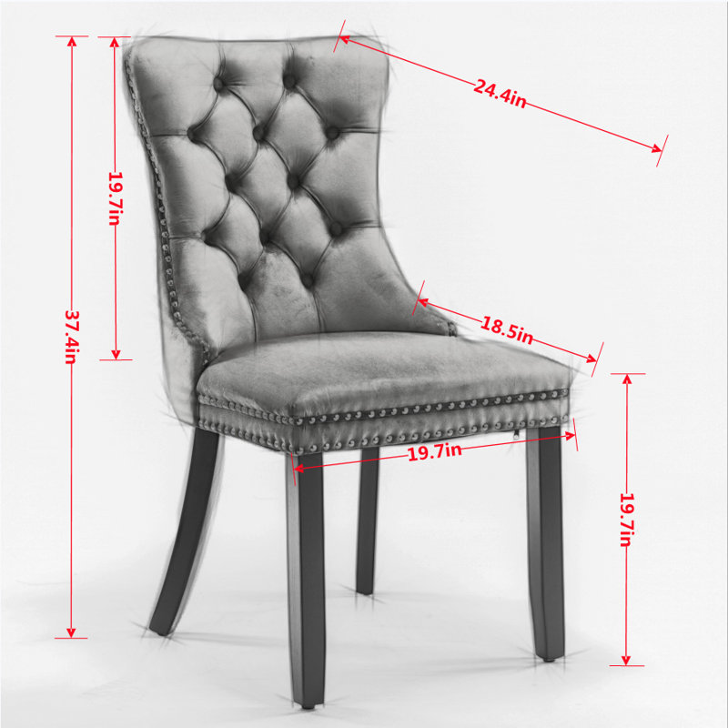 7 Pieces Modern Farmhouse Rectangle Dining Set with Mid-century High-end Tufted Dining Chair Set for 6, Dark Gray, Yellow