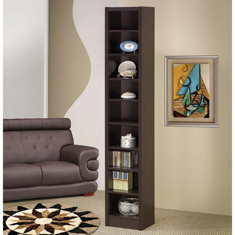 Bibliothèque rectangulaire à 8 tablettes avec 2 tablettes fixes