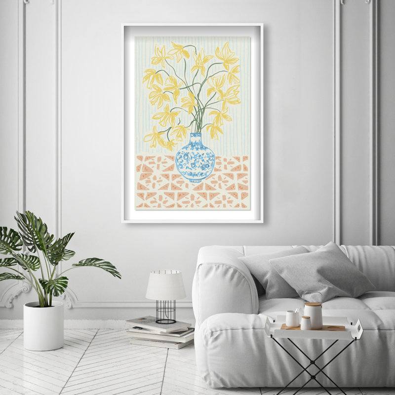 Yellow Iris Summer Print by Oliver Gal, 16.5"H x 11.5"W, White Shadowbox