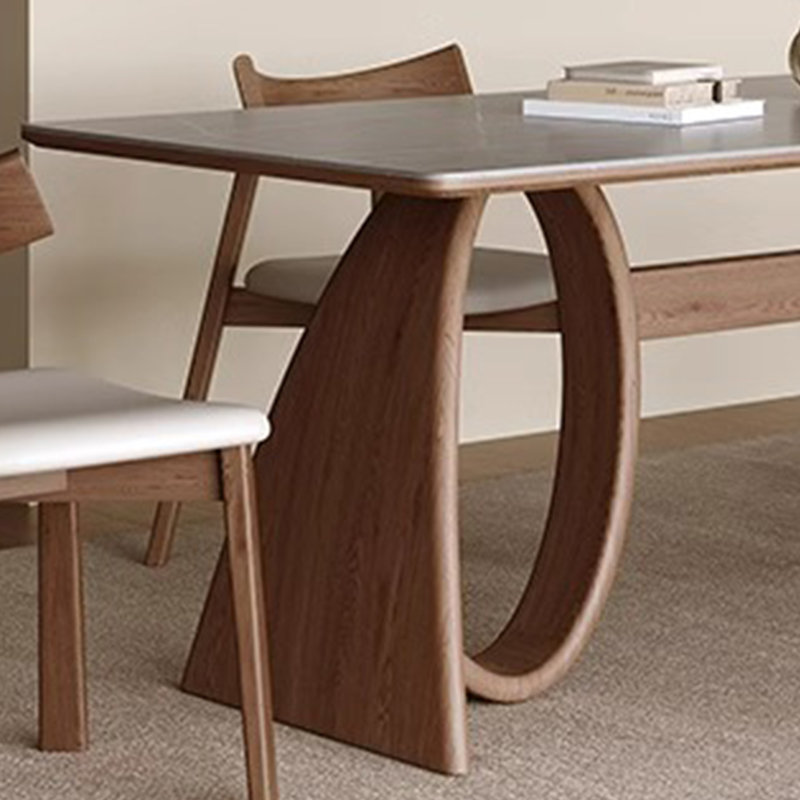 Medieval Style Rock Slab Solid Wood Dining Table, 29.52"H x 70.86"L x 35.43"W