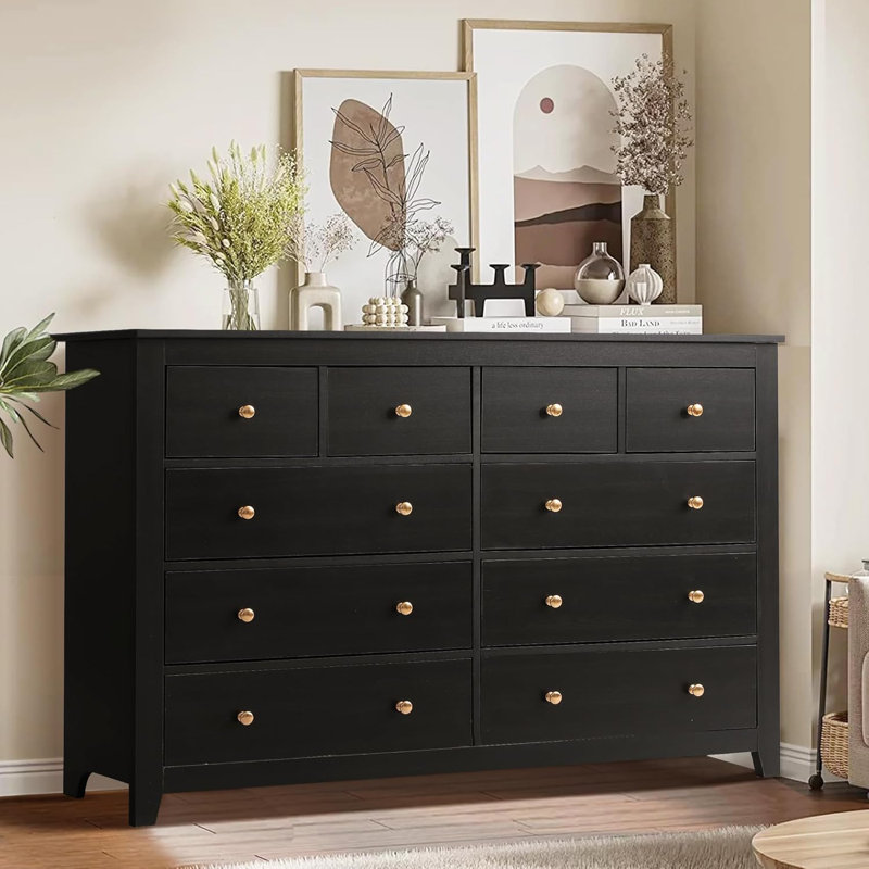 52.6 " W 10 - Drawer Dresser, Black