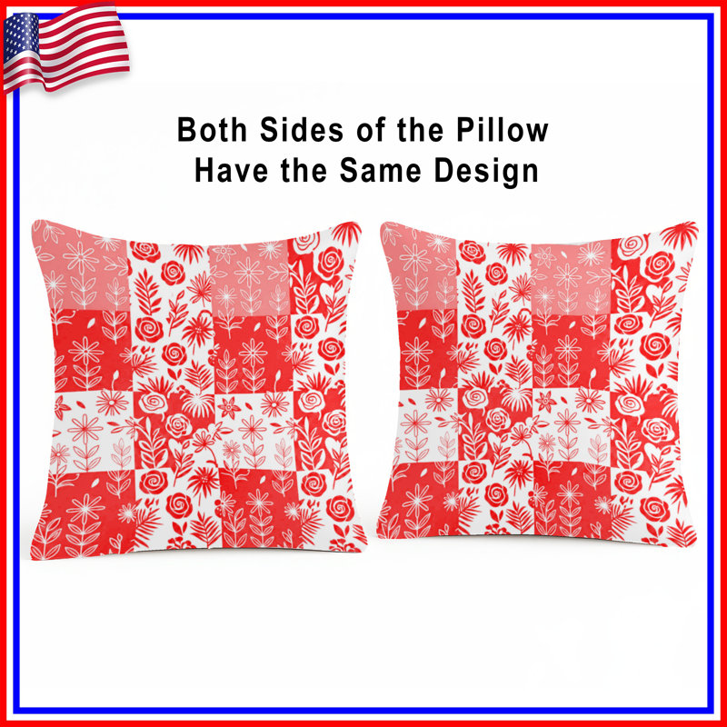 Coussins décoratifs Red Patchwork, 16 x 16 pouces
