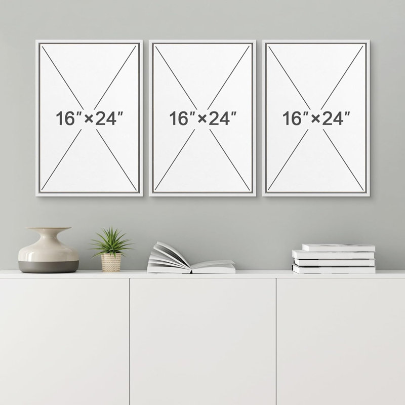 " Boho Mid-Century Crescent Moon Mountain Sun Desert Abstract Illustrations Modern Art Landscape " 3 - Pieces on, Blanc
