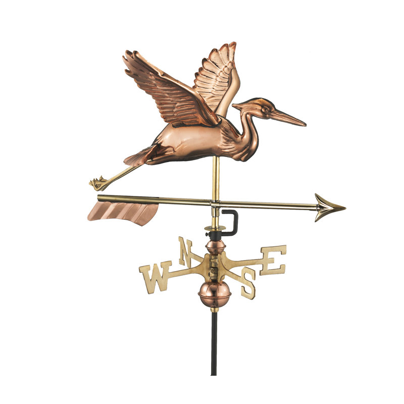Heron 26'' H Metal Animals Weathervane, Roof Mount