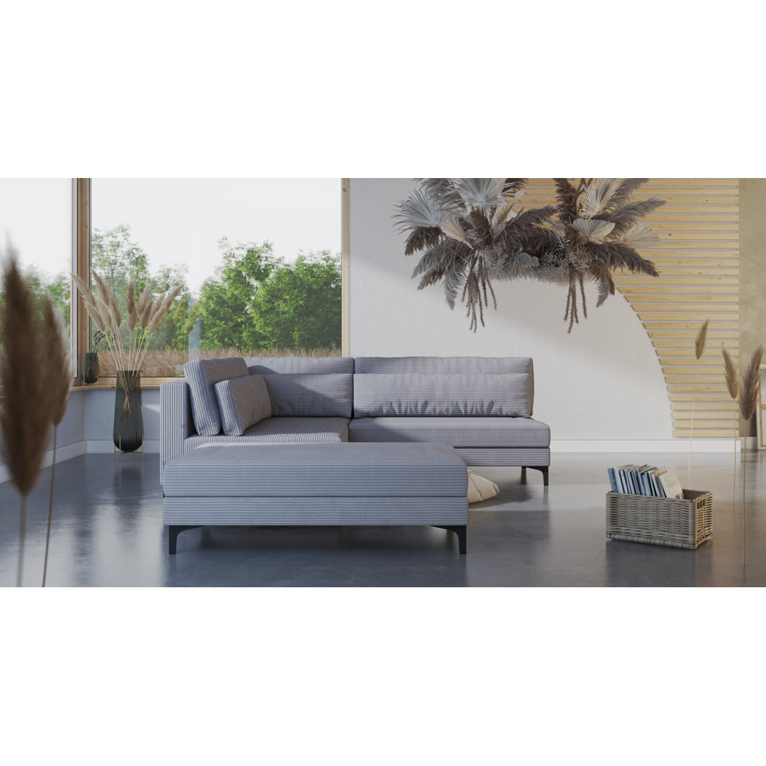 Ecksofa aus Cord mit Bettfunktion