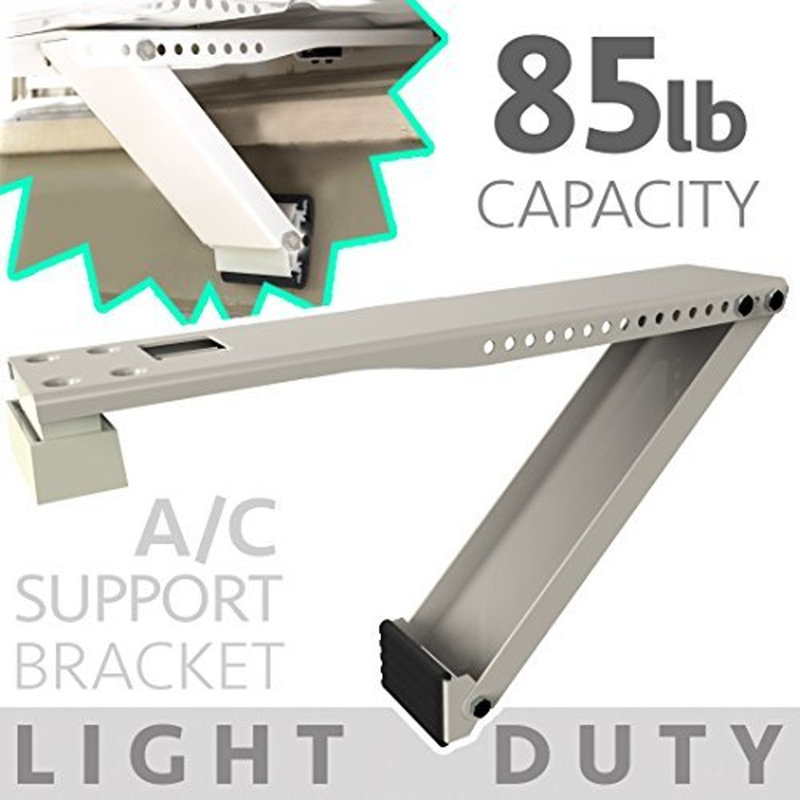 Universal Window Air Conditioner Bracket - 1Pc Light/Medium-Duty Window AC Support - Support Air Conditioner Up To 85 Lbs. - For Up To 11000 BTU AC Units (MD 1PC ACB) (1, LIGHT - MEDIUM DUTY- ONE ARM)