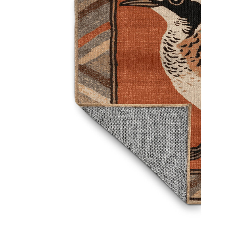 Washable Rufous bellied Thrush Birds Area Rug, Rectangle 3' x 5'