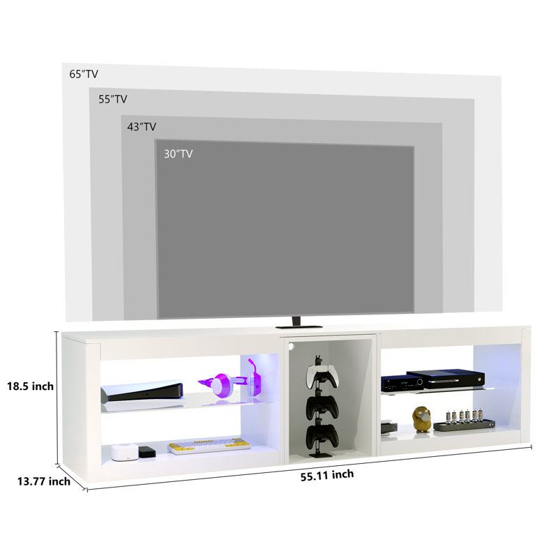 Ezren Unfinished TV Stand, White, 55" W