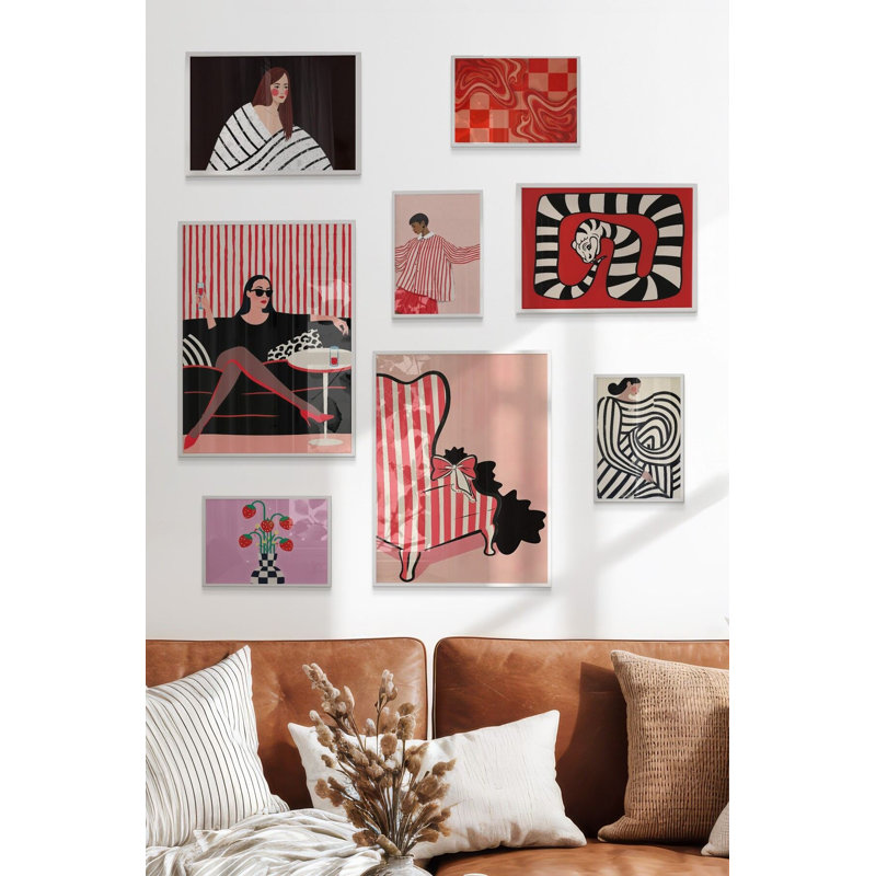 Tableau décoratif encadré (8 pièces), Blanc