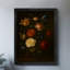 Reproduction encadrée noire rétro de diverses fleurs dans un vase, impressions sur toile de style rétro-1445704418