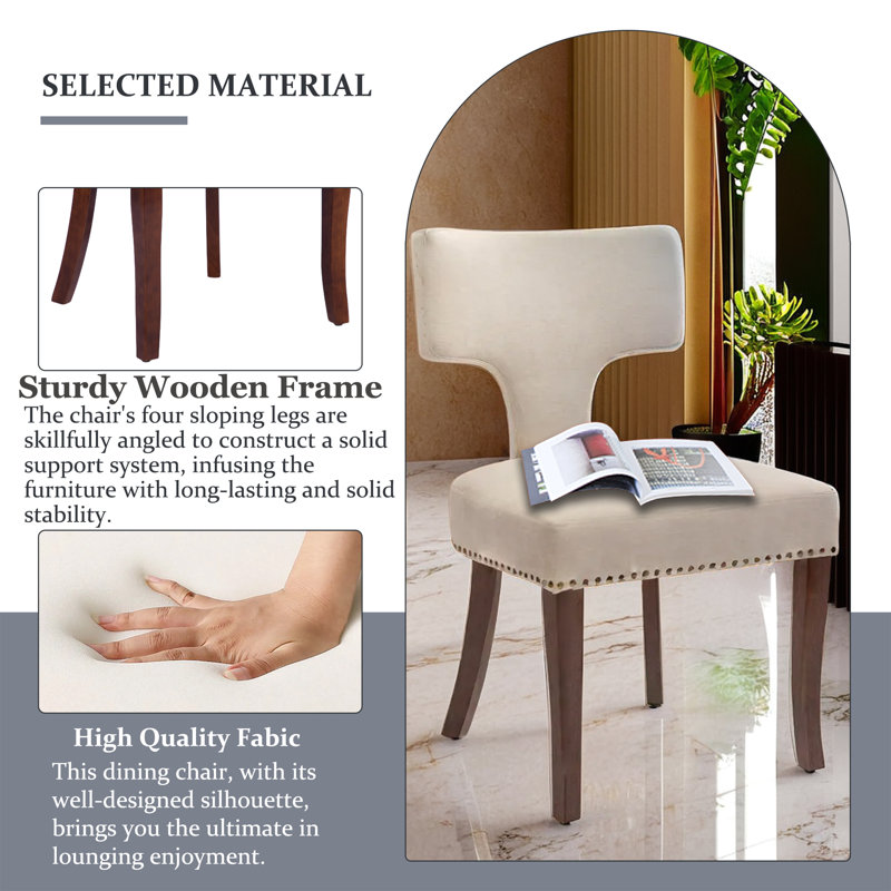 Ensemble de 4 chaises de salle à manger rembourrées T-Back, Beige