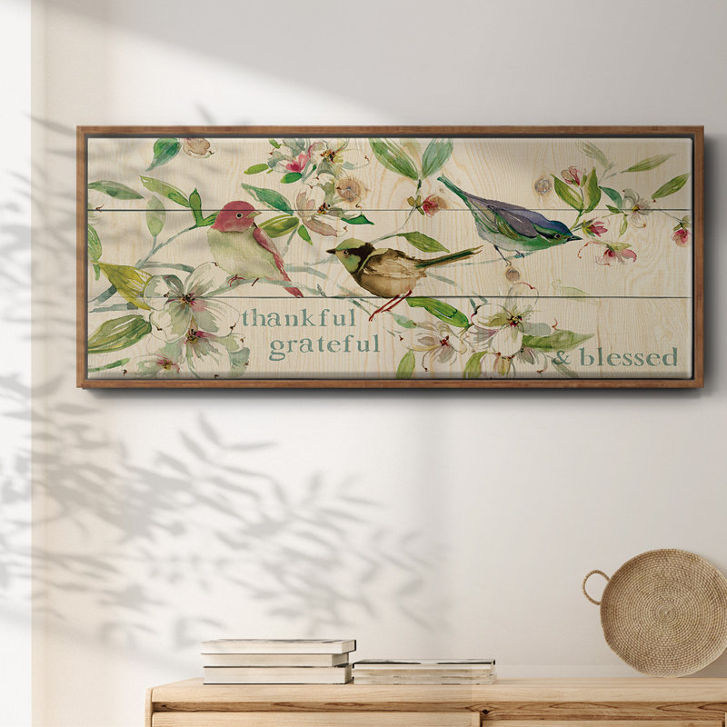 «Grateful Thankful Blessed Birds», toile encadrée