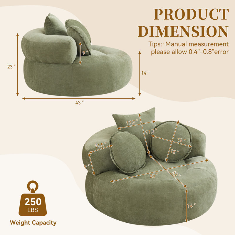 Fauteuil de compression à profil bas 42 po, Vert, No