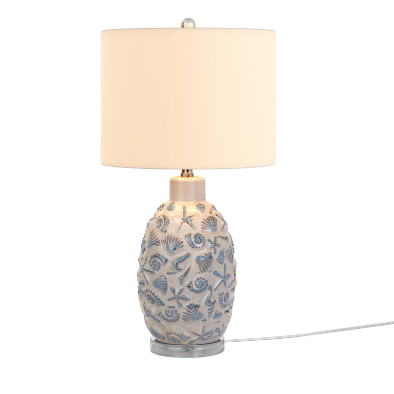 Jenny - Lampe de table en céramique 26 po - ensemble de 2 - blanc, finition bleue