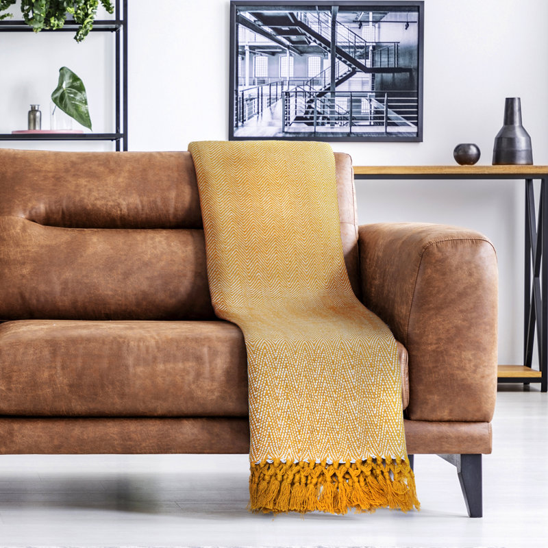 Meurer Throw Blanket, 152cm x 127cm, Ochre