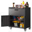 Armoire à outils en métal robuste et durable pour le garage avec roues - Armoire de rangement mobile robuste avec 1 tiroir et 2 portes verrouillables, armoire de rangement à outils roulante