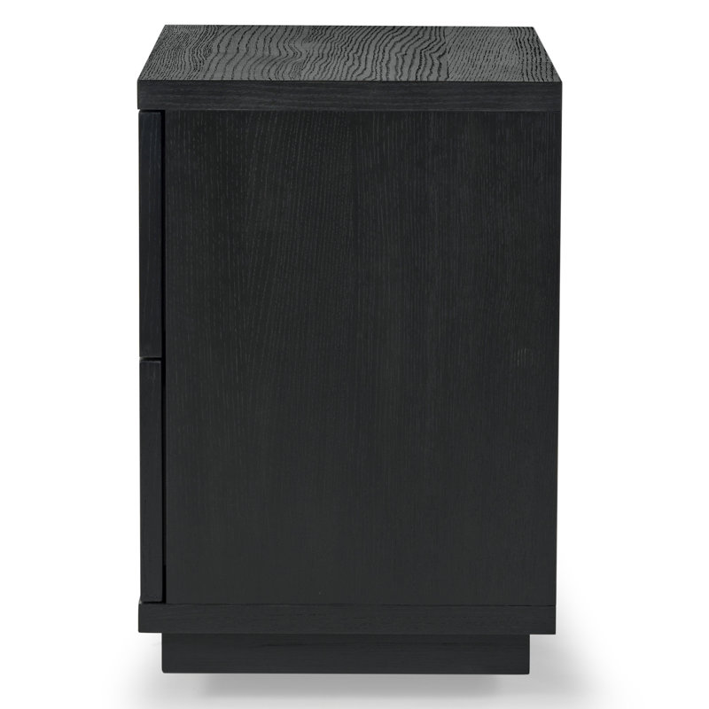 Deziree Wood 2 Drawer Nightstand, Black